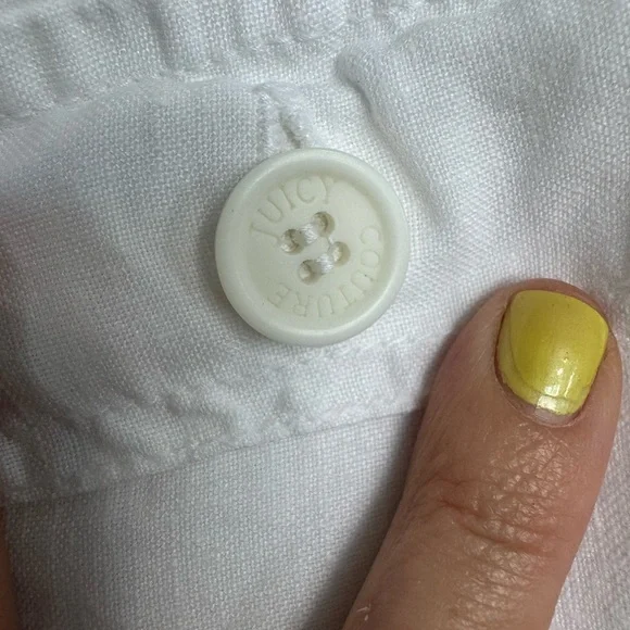 Juicy Couture Vintage Y2K White Linen Pants Low Rise Wide Leg Drawstring Small - Picture 5 of 9